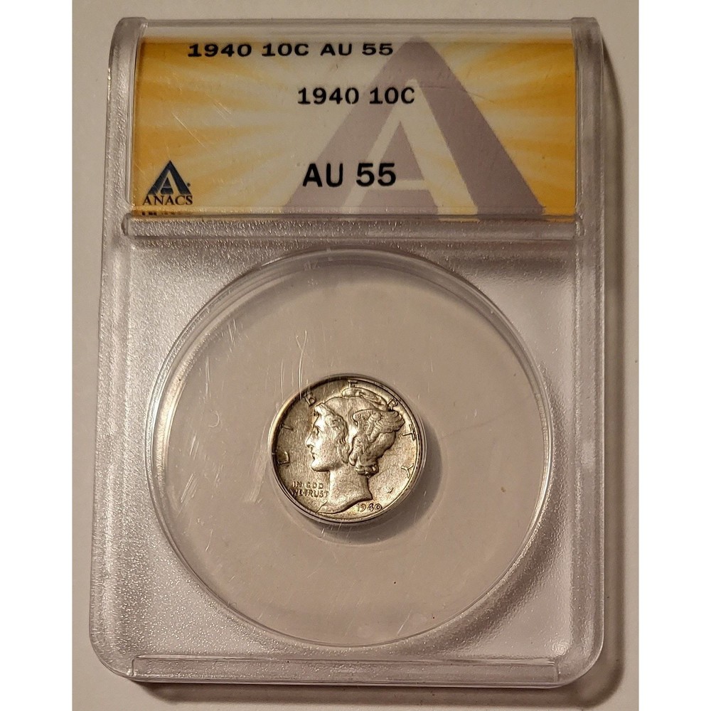 1940 Mercury Dime AU55 ANACS